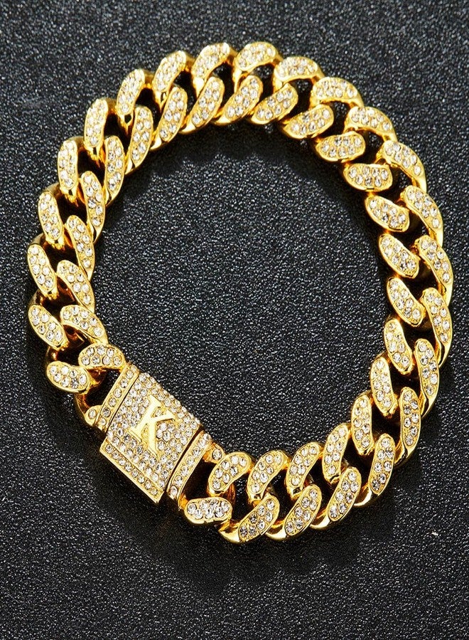 Jacruces Custom Cuban Link Initial Bracelet for Men Womens Gold Silver Bracelet Hip Hop Mens Jewelry Iced Out Chain Bracelet Bling Bracelets for Women Gifts for Boyfriend Men Husband - Image 5
